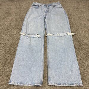 Abercrombie & Fitch Jeans 90s High Rise Relaxed Blue Distressed Pockets 6 Short